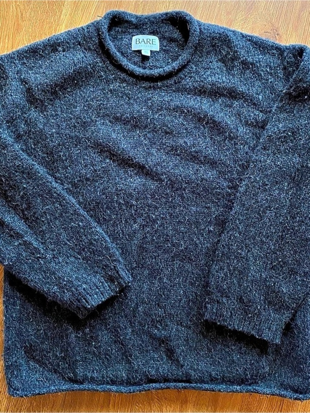BARE Knitwear Linden Crewneck Sweater in dark grey size M/L
